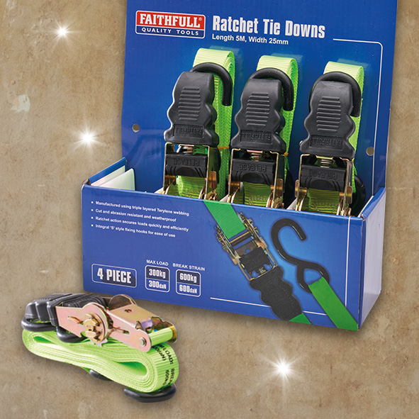 4 Piece Ratchet Tie Down Set
